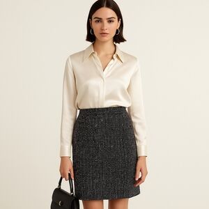 Tory Burch Black Tweed Silk-Blend Pencil Skirt – Size 10